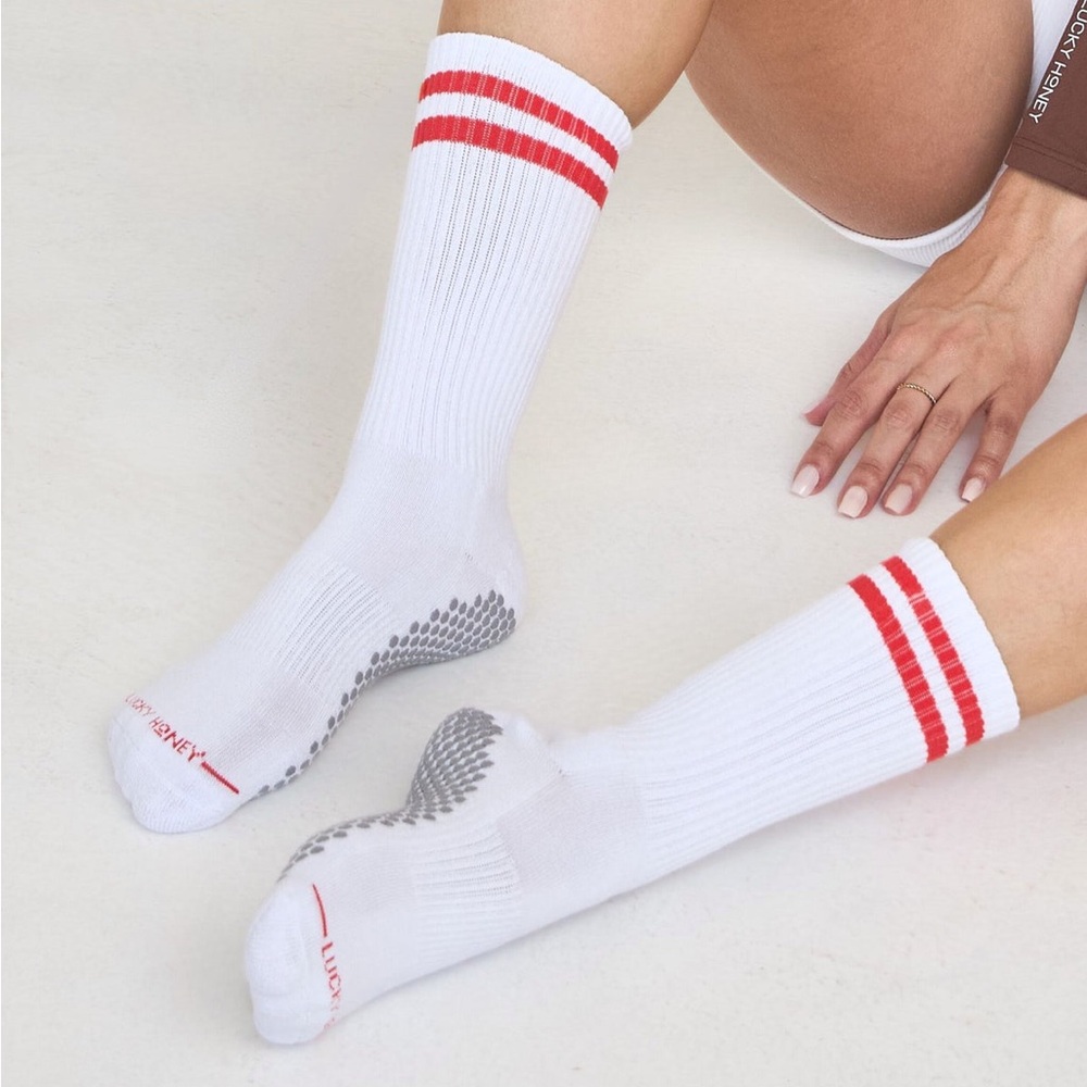 Lucky Honey Grip Sock - The Dad Sock Red Stripes - NWT